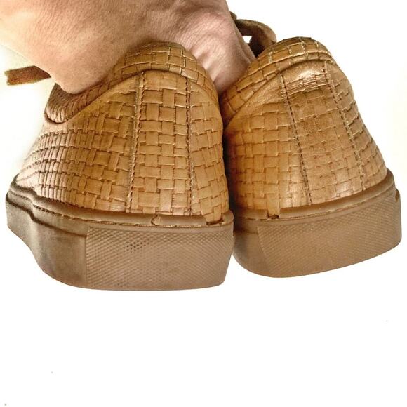 Aquatalia Alaric Woven Leather Sneakers | Italy Waterproof Tan Luxe Street Style - Picture 6 of 16